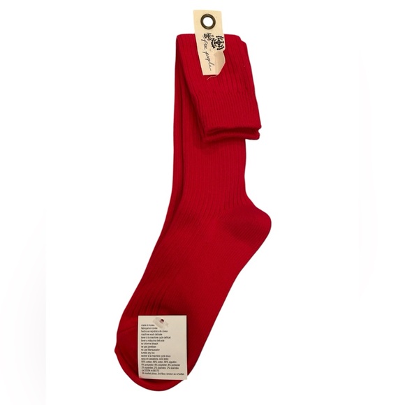 Free People Women’s Super Scrunch Solid Socks Candy Red - Picture 10 of 10